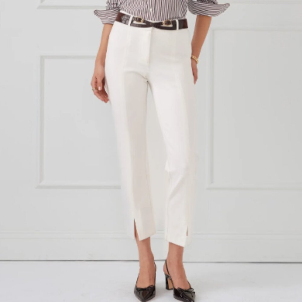 J McLaughlin Women's Deanna Ivory Pants Dress Slacks White Cream Straight Leg‎ 4